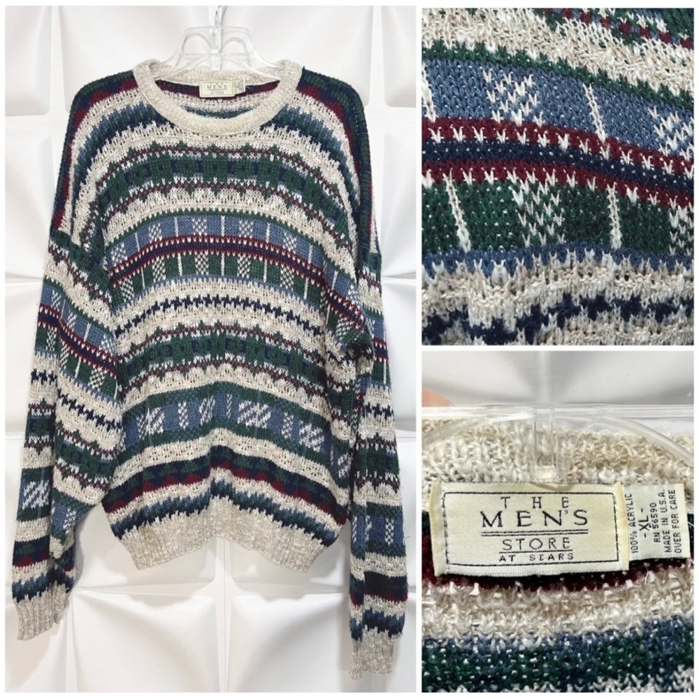 Vintage The Men's Store at Sears Mens Sz XL Acrylic Sweater USA Crosby Coogi